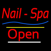 Red Nails Spa Open Yellow Line Neonkyltti