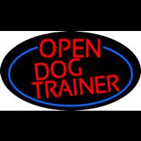 Red Open Dog Trainer Oval With Blue Border Neonkyltti