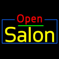 Red Open Salon With Blue Border Neonkyltti