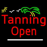 Red Tanning Open White Line With Palm Tree Neonkyltti