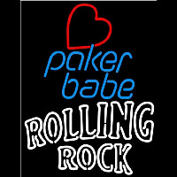 Rolling Rock Poker Girl Heart Babe Beer Sign Neonkyltti