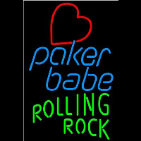 Rolling Rock Poker Girl Heart Babe Beer Sign Neonkyltti