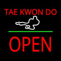 Tae Kwon Do Logo Block Open Green Line Neonkyltti