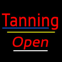 Tanning Open Yellow Line Neonkyltti