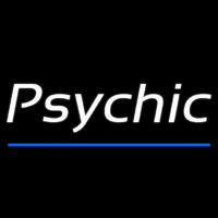 White Cursive Psychic Blue Line Neonkyltti