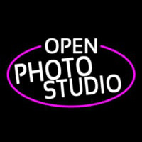 White Open Photo Studio Oval With Pink Border Neonkyltti