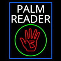 White Palm Reader With Logo Blue Border Neonkyltti