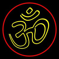 Yellow Om With Border Neonkyltti