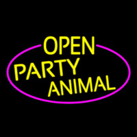 Yellow Open Party Animal Oval With Pink Border Neonkyltti