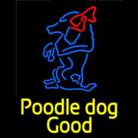 Yellow Poodle Dog Blue Logo Neonkyltti