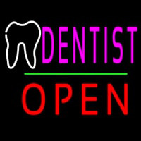 Dentist Logo Block Open Green Line Neonkyltti