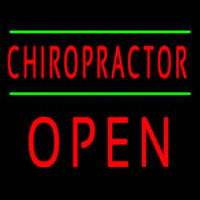 Red Chiropractor Green Lines Block Open Neonkyltti