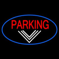 Parking And Down Arrow Oval With Blue Border Neonkyltti