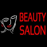 Red Beauty Salon With Girl Neonkyltti