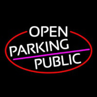 White Open Parking Public Oval With Red Border Neonkyltti